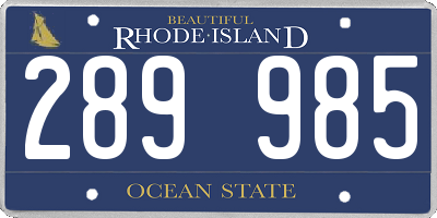 RI license plate 289985