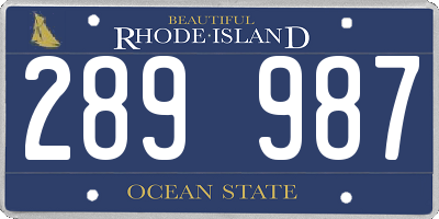 RI license plate 289987