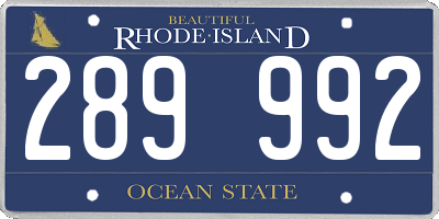 RI license plate 289992