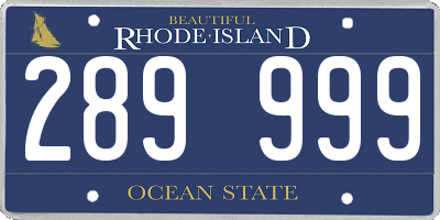 RI license plate 289999