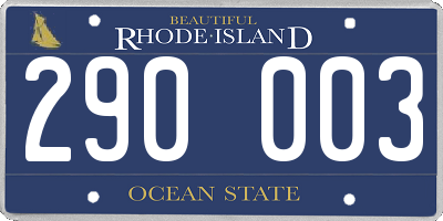 RI license plate 290003