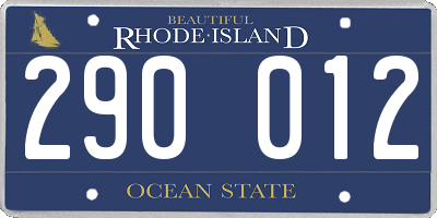 RI license plate 290012