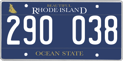 RI license plate 290038