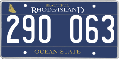 RI license plate 290063
