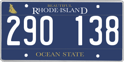 RI license plate 290138