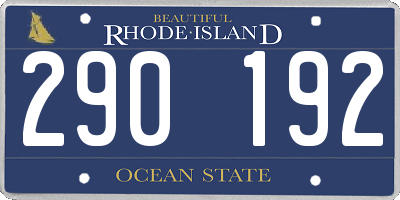 RI license plate 290192
