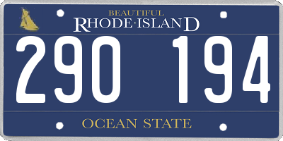 RI license plate 290194