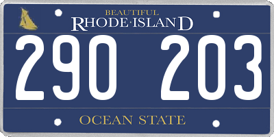 RI license plate 290203