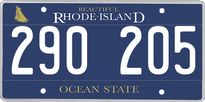 RI license plate 290205