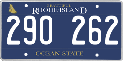 RI license plate 290262