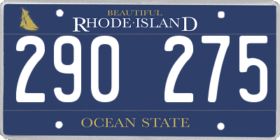 RI license plate 290275