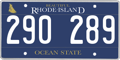 RI license plate 290289
