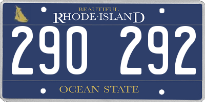 RI license plate 290292