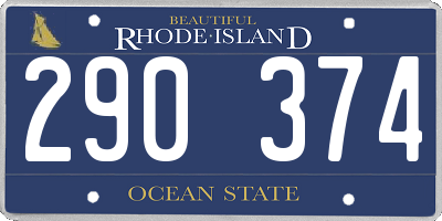 RI license plate 290374