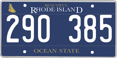 RI license plate 290385