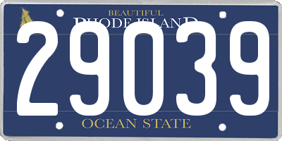 RI license plate 29039