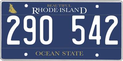 RI license plate 290542