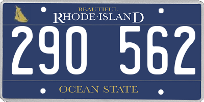 RI license plate 290562
