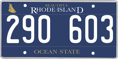 RI license plate 290603