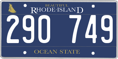 RI license plate 290749