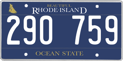 RI license plate 290759