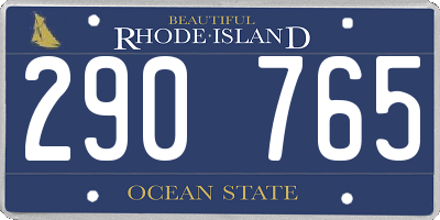 RI license plate 290765