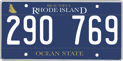 RI license plate 290769