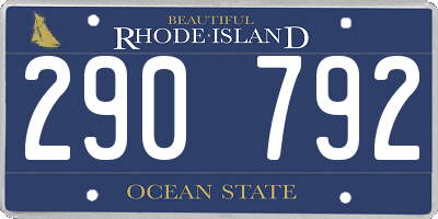 RI license plate 290792