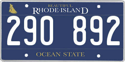 RI license plate 290892