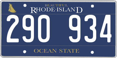 RI license plate 290934