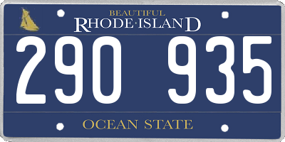 RI license plate 290935