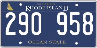 RI license plate 290958