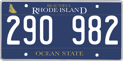 RI license plate 290982