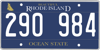 RI license plate 290984