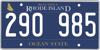 RI license plate 290985