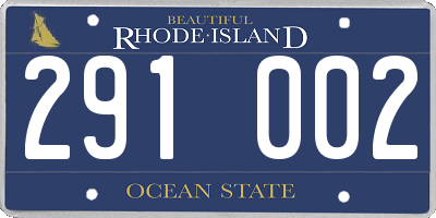 RI license plate 291002