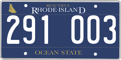 RI license plate 291003