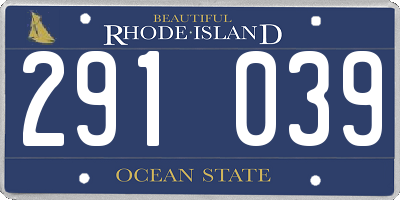 RI license plate 291039