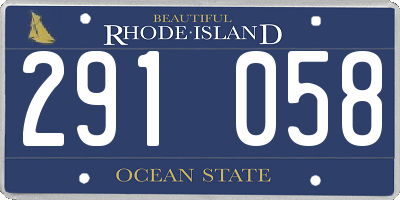 RI license plate 291058