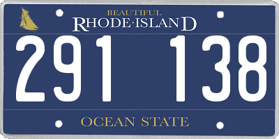 RI license plate 291138