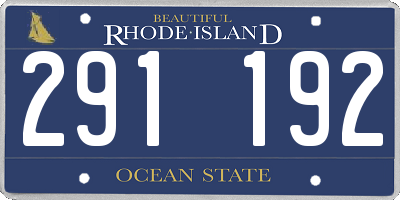 RI license plate 291192