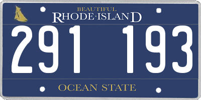 RI license plate 291193