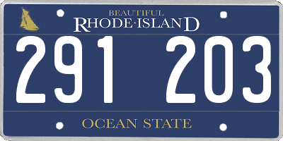 RI license plate 291203