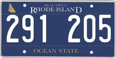 RI license plate 291205