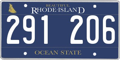 RI license plate 291206