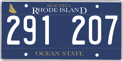 RI license plate 291207