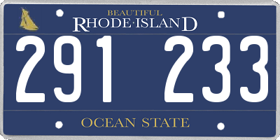 RI license plate 291233