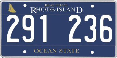 RI license plate 291236