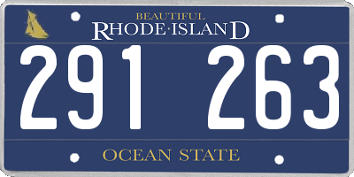 RI license plate 291263