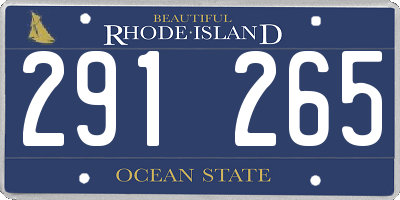 RI license plate 291265